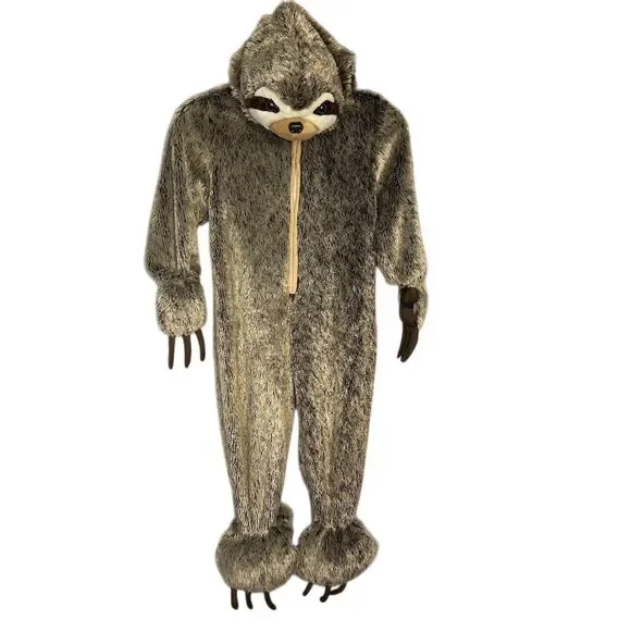 Going Wild Kids Sloth Costume 5T Brown Plush One Piece Halloween Outfit